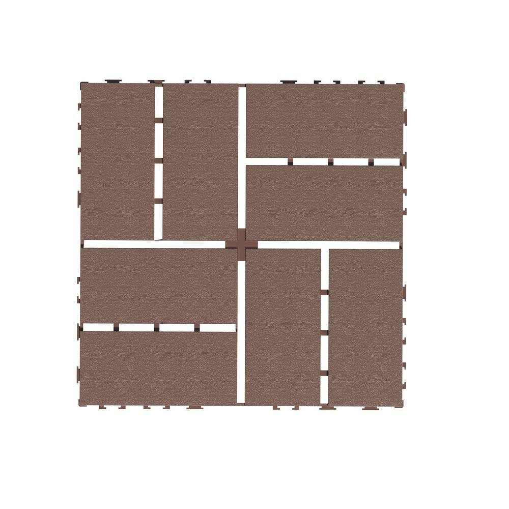 Tidoin Outdoor 1 ft. x 1 ft. Composite Deck Tile in Brown(44 Per Box)