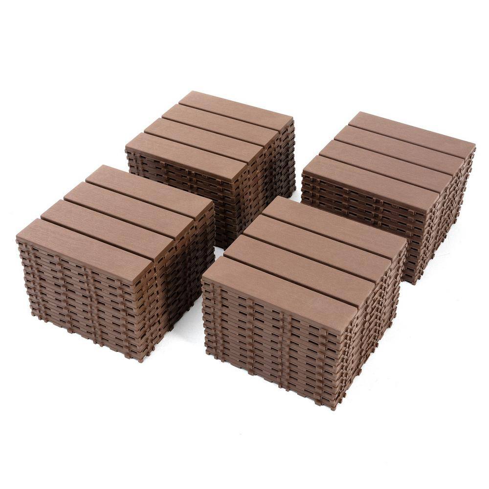 Tidoin Outdoor 1 ft. x 1 ft. Composite Deck Tile in Brown(44 Per Box)