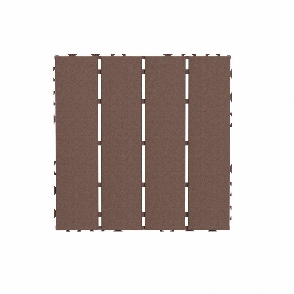 Tidoin Outdoor 1 ft. x 1 ft. Composite Deck Tile in Brown(44 Per Box)