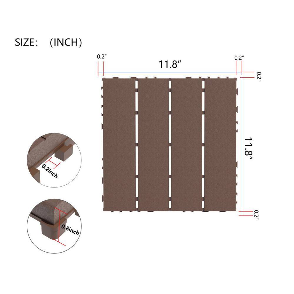 Tidoin Outdoor 1 ft. x 1 ft. Composite Deck Tile in Brown(44 Per Box)