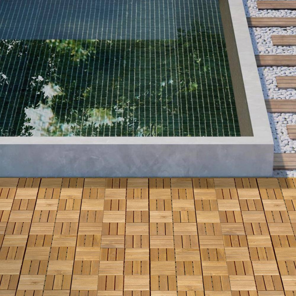 Tidoin Outdoor 1 ft. x 1 ft. Acacia Wood Deck Tile in Brown(30 Per Box)