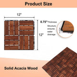 Tidoin Outdoor 1 ft. x 1 ft. Acacia Wood Deck Tile in Brown(10 Per Box)