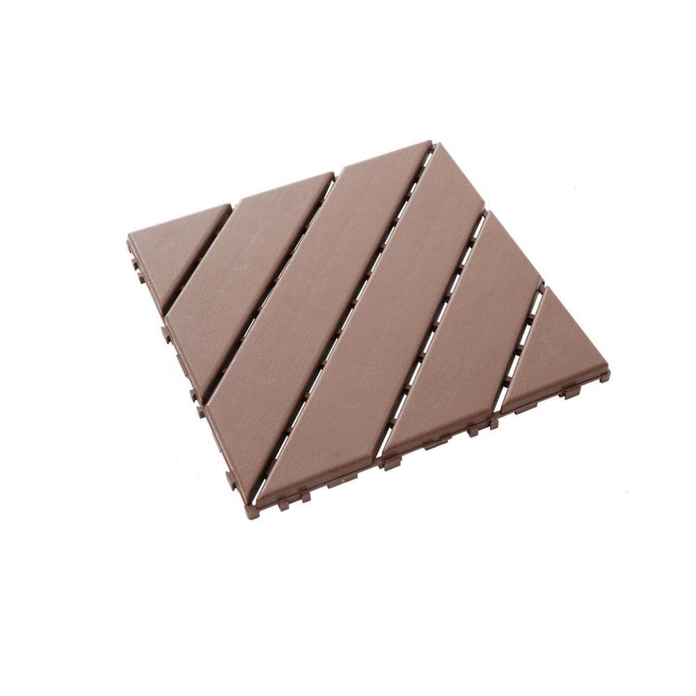 Tidoin Outdoor 1 ft. x 1 ft. Composite Interlocking Tile Deck Tile in Brown(27 Per Box)