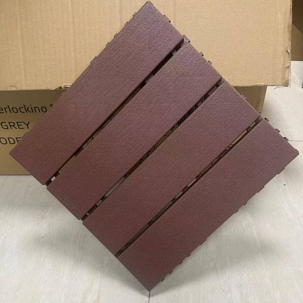 Tidoin Outdoor 1 ft. x 1 ft. Composite Interlocking Tile Deck Tile in Brown(36 Per Box)