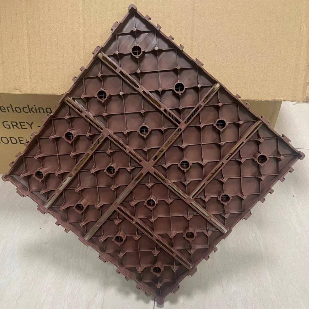 Tidoin Outdoor 1 ft. x 1 ft. Composite Interlocking Tile Deck Tile in Brown(36 Per Box)