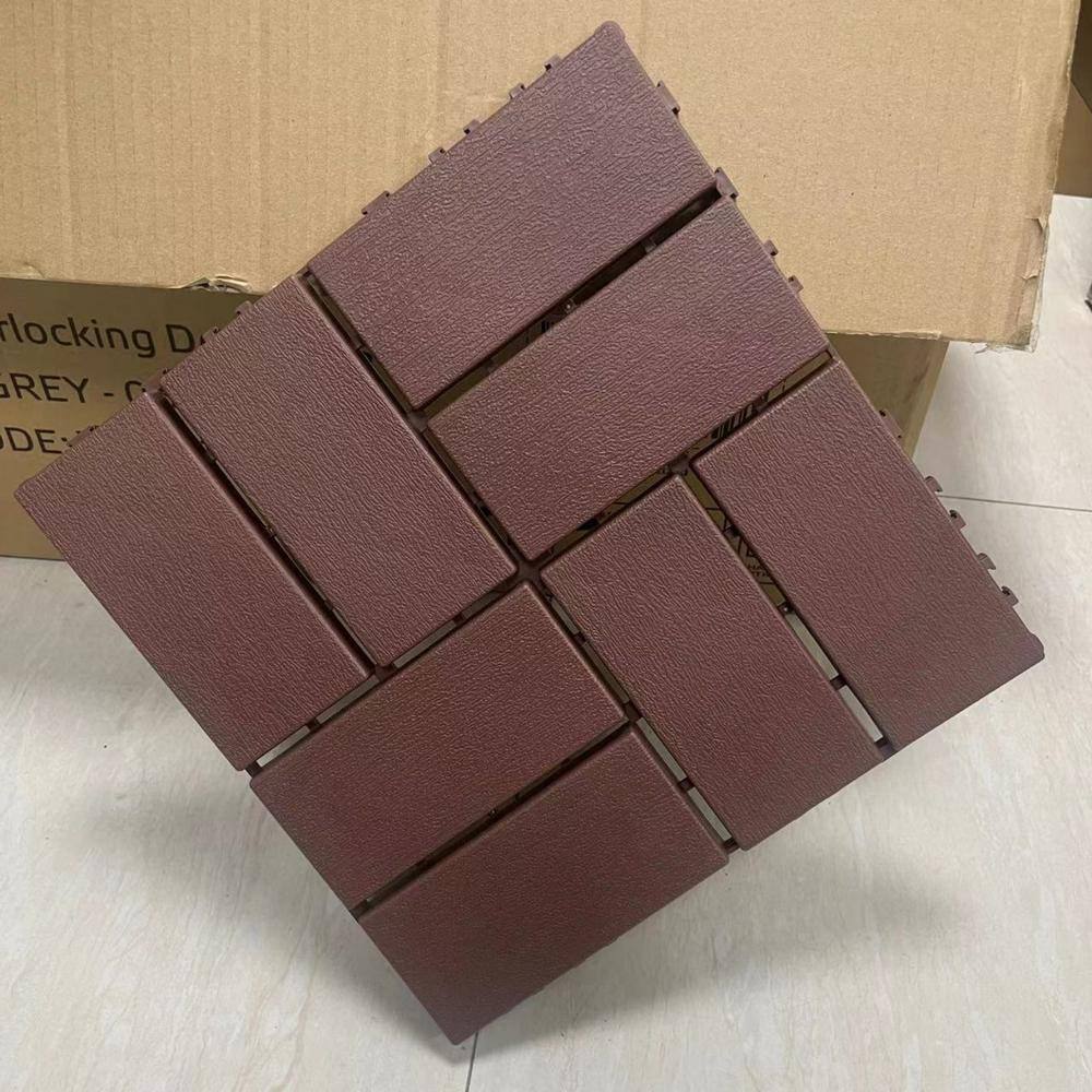 Tidoin Outdoor 1 ft. x 1 ft. Composite Interlocking Tile Deck Tile in Brown(36 Per Box)