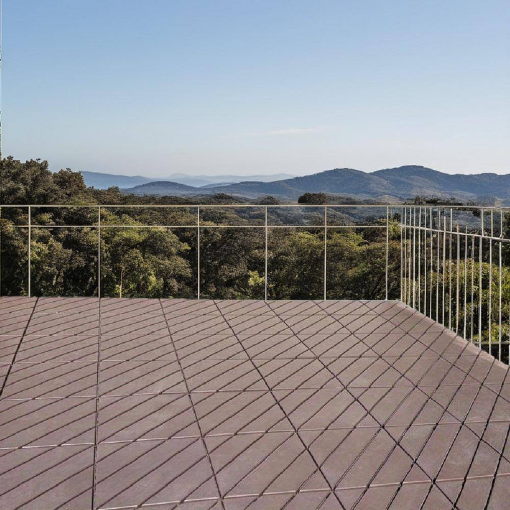 Tidoin Outdoor 1 ft. x 1 ft. Composite Interlocking Tile Deck Tile in Brown(27 Per Box)