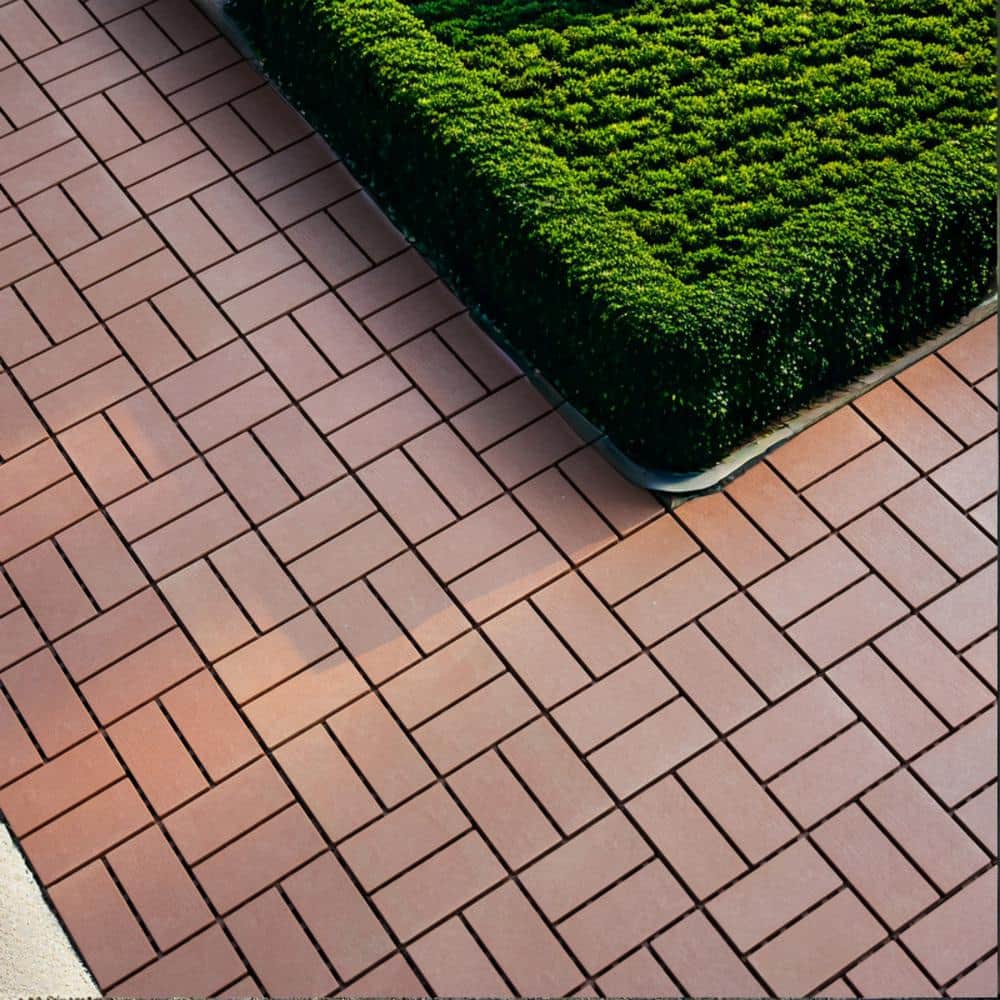 Tidoin Outdoor 1 ft. x 1 ft. Composite Interlocking Tile Deck Tile in Brown(27 Per Box)