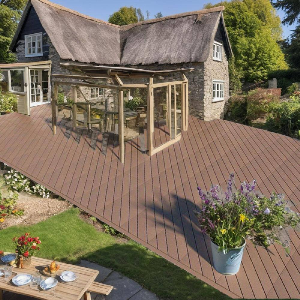 Tidoin Outdoor 1 ft. x 1 ft. Composite Interlocking Tile Deck Tile in Brown(54 Per Box)
