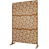 Tidoin 6.3 ft. x 4 ft. Brown Steel Freestanding Flat Flat Top Decorative Privacy Screen Metal Fence Panel