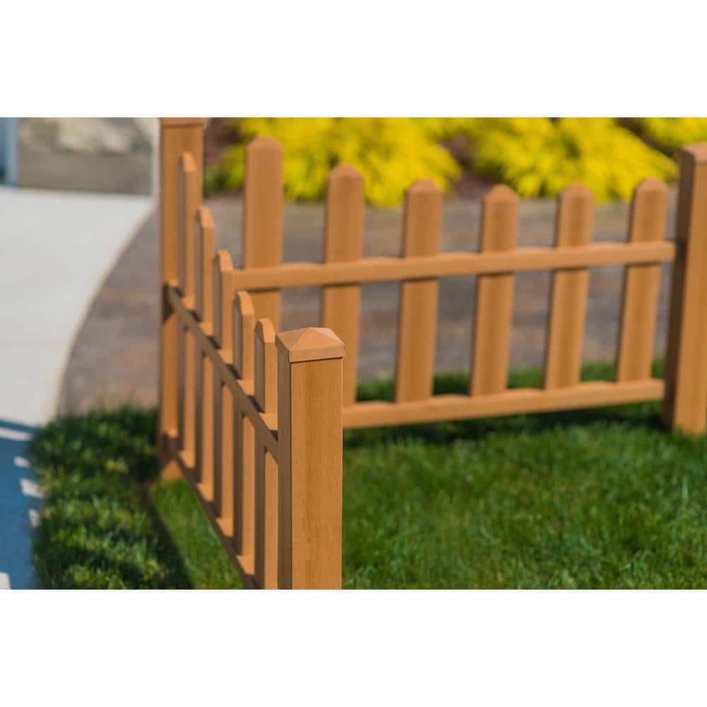 VITA Country Corner Embossed Vinyl Picket Fence, Brown - 49"L x 49"W x 44"H