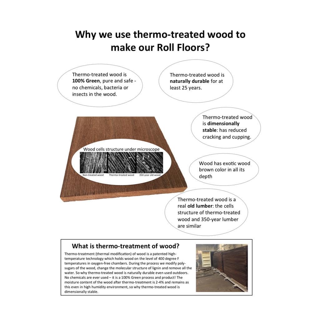 WellDone Roll Floor RV Mat 2.7 ft. x 3.5 ft. Non-Slip Thermo-Treated Wood Deck Tile in Brown (1-Each)