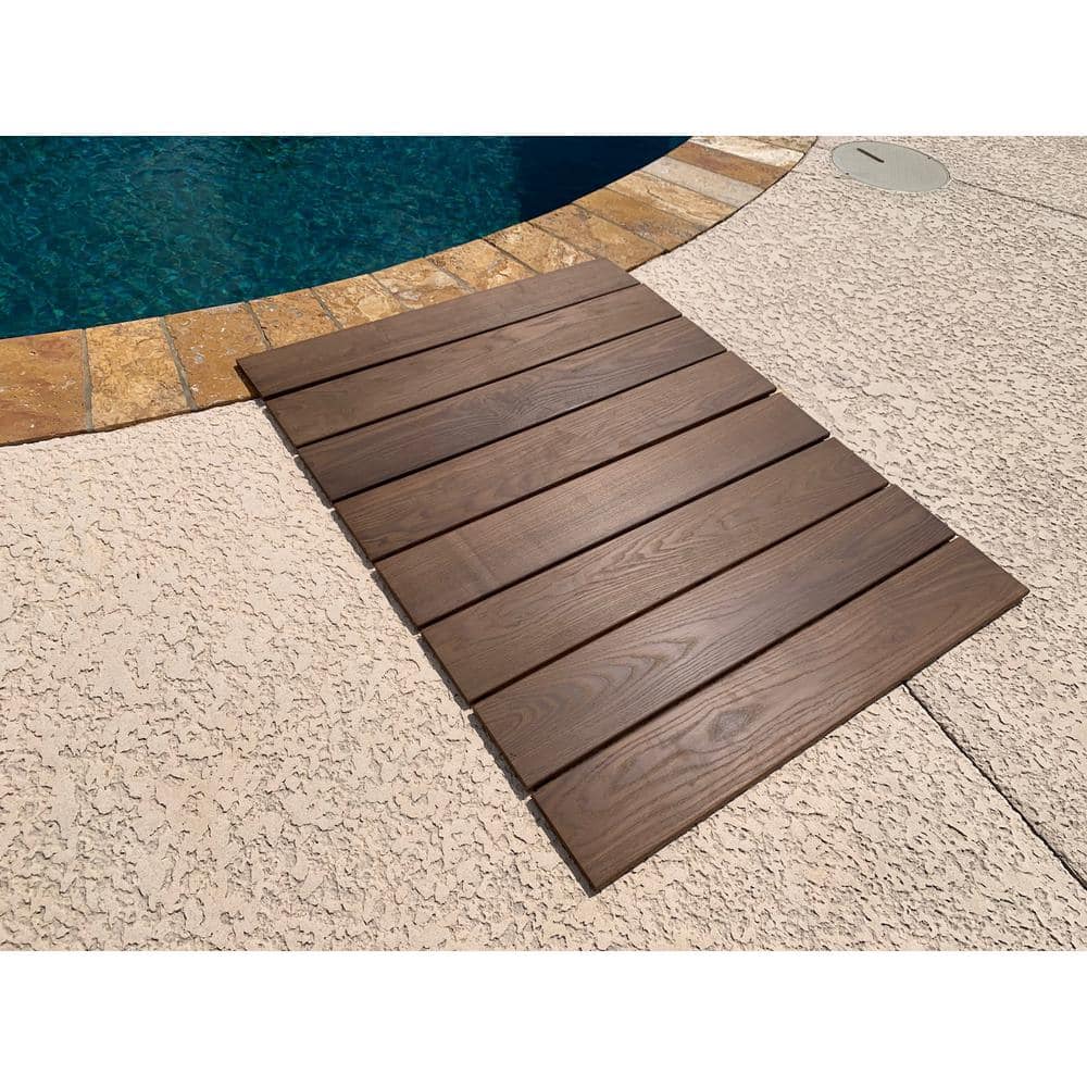 WellDone Roll Floor RV Mat 2.7 ft. x 3.5 ft. Non-Slip Thermo-Treated Wood Deck Tile in Brown (1-Each)