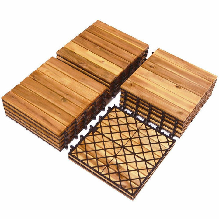WELLFOR 1 ft. x 1 ft. Acacia Wood Deck Tile in Brown (27-Piece Per Box)
