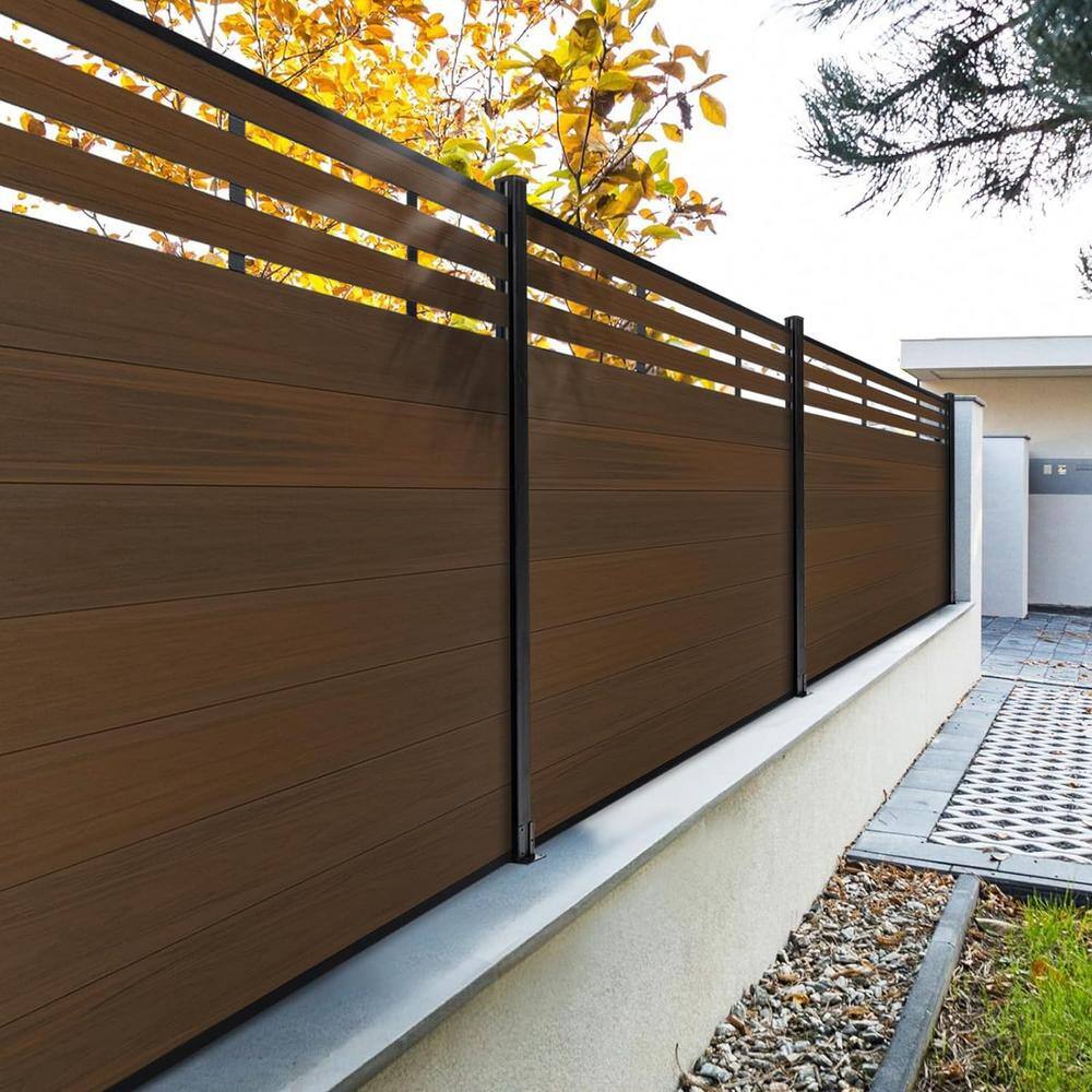 mondaria Outdoor 6 ft. H x 6 ft. W Brown Composite Fence Panel (10-Pack) with 2-Columns Garden Fence Board