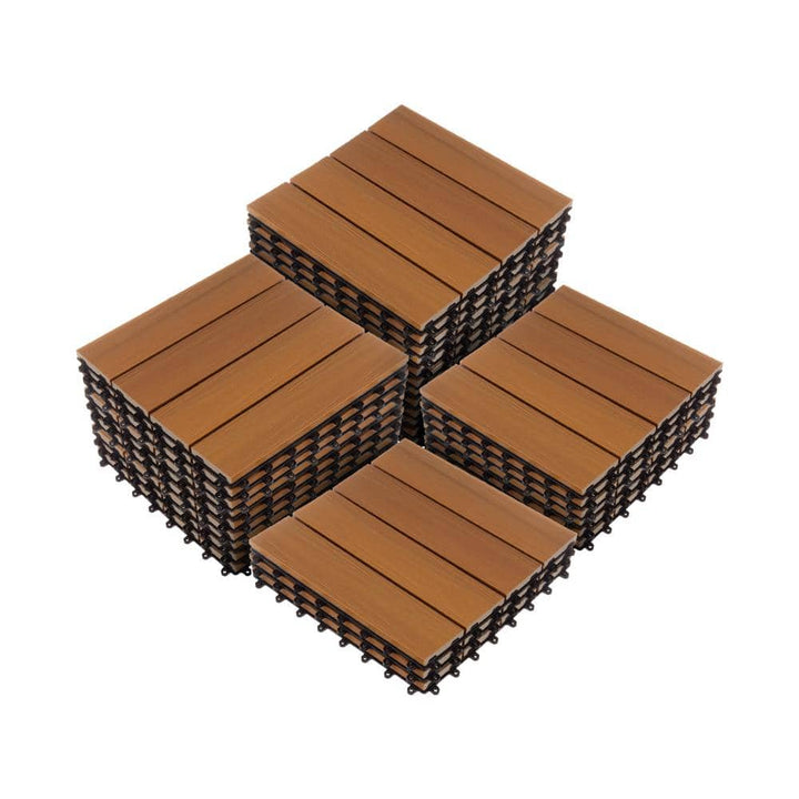 Pure Garden 0.97 ft. x 0.97 ft. Slate Composite Deck Tile in Brown Woodgrain (30-Per Pack)