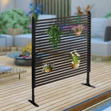 YIYIBYUS 4.92 ft. x 3.94 ft. Outdoor Metal Steel Freestanding Privacy Fence Screen Patio Garden Decorative Fence
