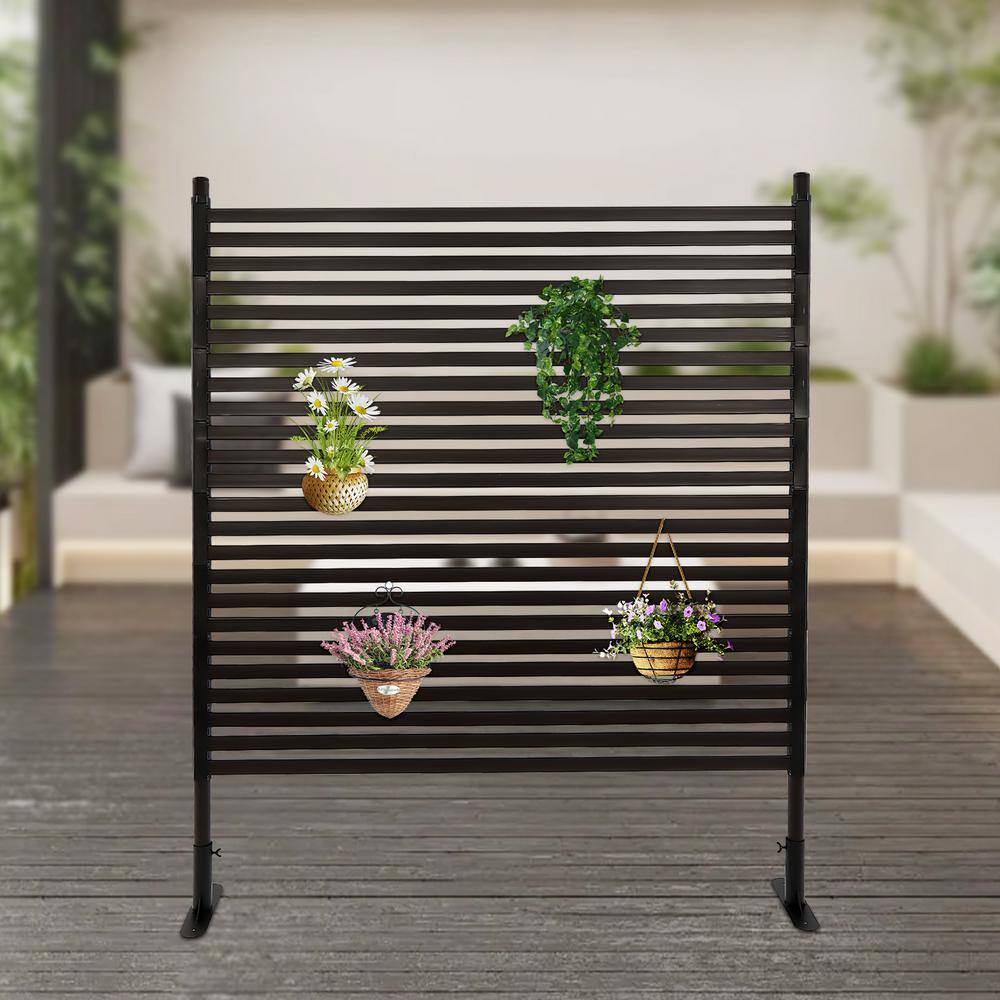 YIYIBYUS 4.92 ft. x 3.94 ft. Outdoor Metal Steel Freestanding Privacy Fence Screen Patio Garden Decorative Fence