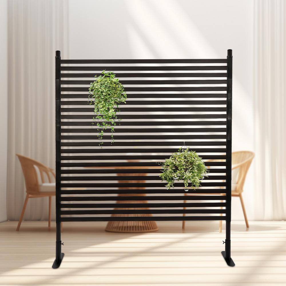 YIYIBYUS 4.92 ft. x 3.94 ft. Outdoor Metal Steel Freestanding Privacy Fence Screen Patio Garden Decorative Fence
