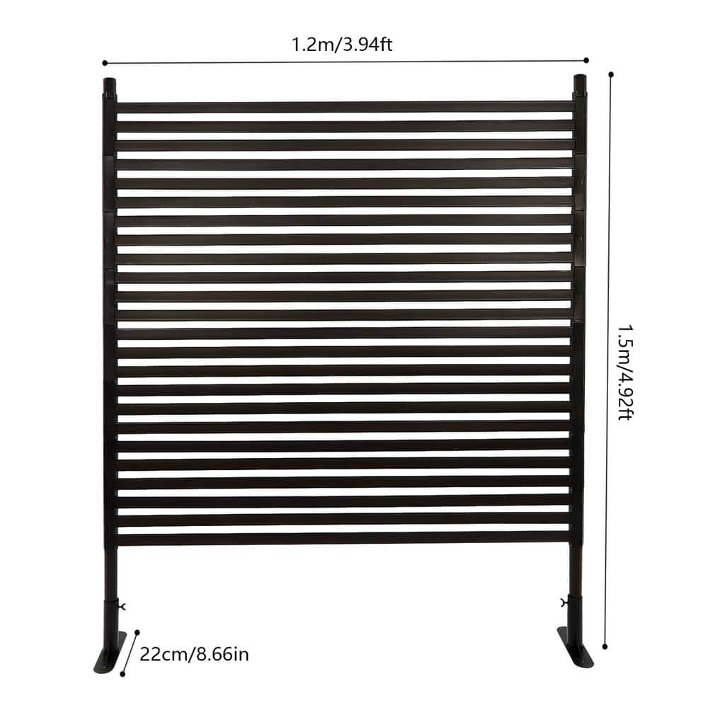 YIYIBYUS 4.92 ft. x 3.94 ft. Outdoor Metal Steel Freestanding Privacy Fence Screen Patio Garden Decorative Fence