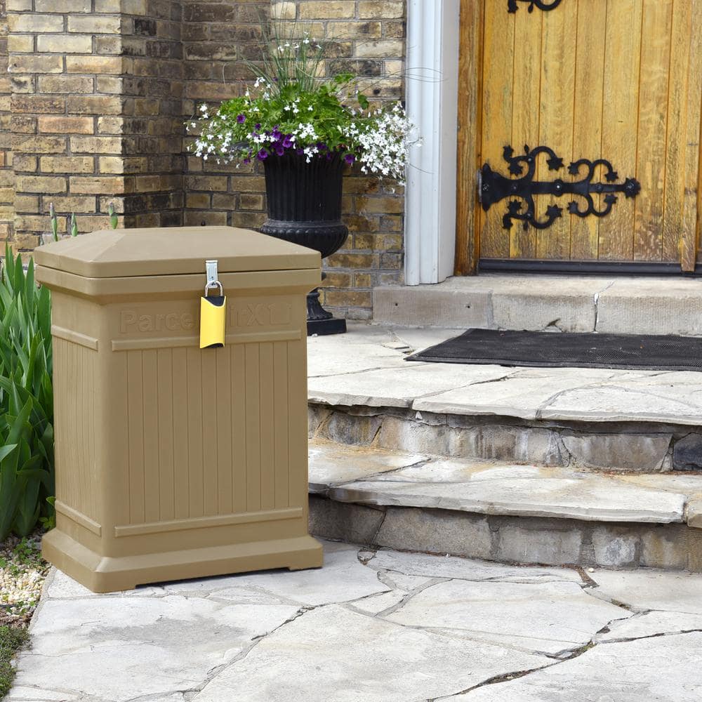 RTS Home Accents ParcelWirx Oak Vertical Lockable with Smart Lock Package Delivery Box