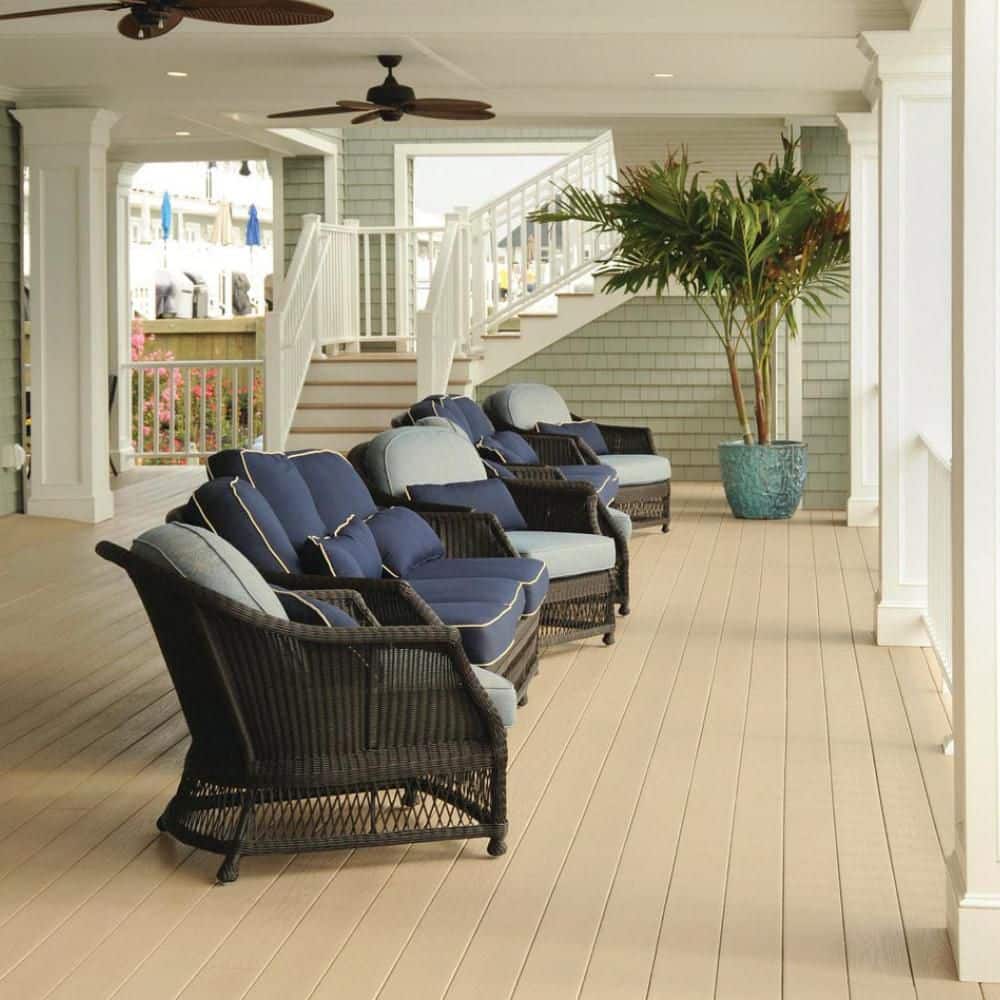 TimberTech Advanced PVC Harvest 1 in. x 6 in. x 1 ft. Square Brownstone PVC Sample (Actual: 1 in. x 5 1/2 in. x 1 ft)