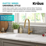 KRAUS Oletto Single-Handle Pull-Down Sprayer Kitchen Faucet in Brushed Brass (Gold)