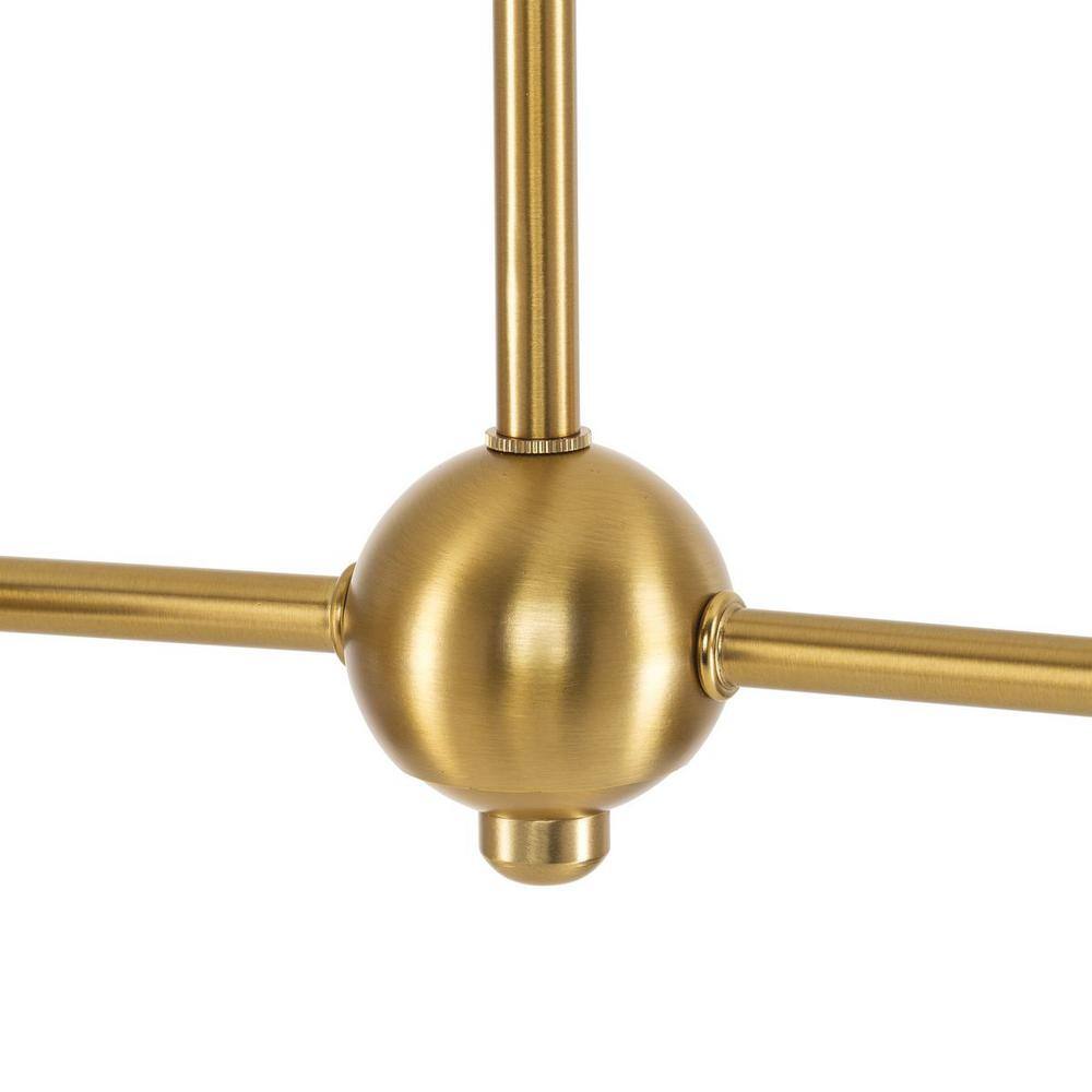 Progress Lighting Atwell Collection 40 in. 4-Light Brushed Bronze Mid-Century Modern Island Light Chandelier with Clear Glass Shade
