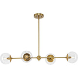 Progress Lighting Atwell Collection 40 in. 4-Light Brushed Bronze Mid-Century Modern Island Light Chandelier with Clear Glass Shade