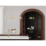 Progress Lighting Atwell Collection 40 in. 4-Light Brushed Bronze Mid-Century Modern Island Light Chandelier with Clear Glass Shade