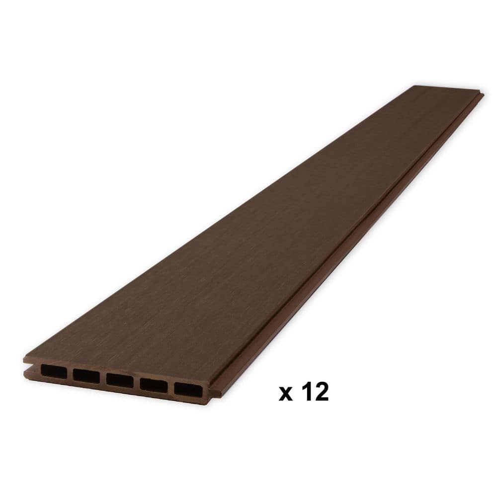 CREATIVE SURFACES 6 ft. x 6 ft. Composite Fence Series Mocha Brushed Fence Panel (12-Pack)
