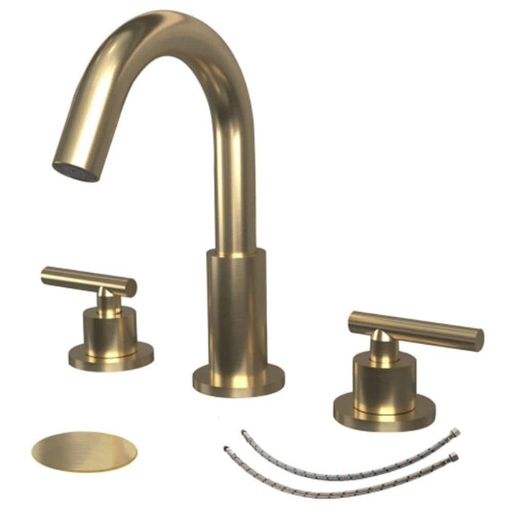 Lukvuzo Brushed Gold Double Handle Widespread Bathroom Faucet