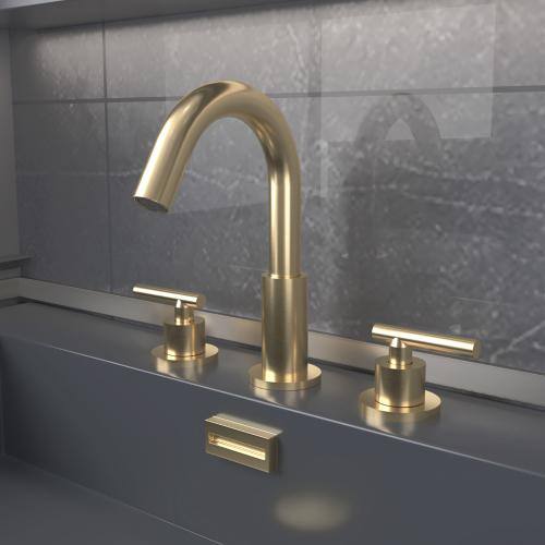 Lukvuzo Brushed Gold Double Handle Widespread Bathroom Faucet