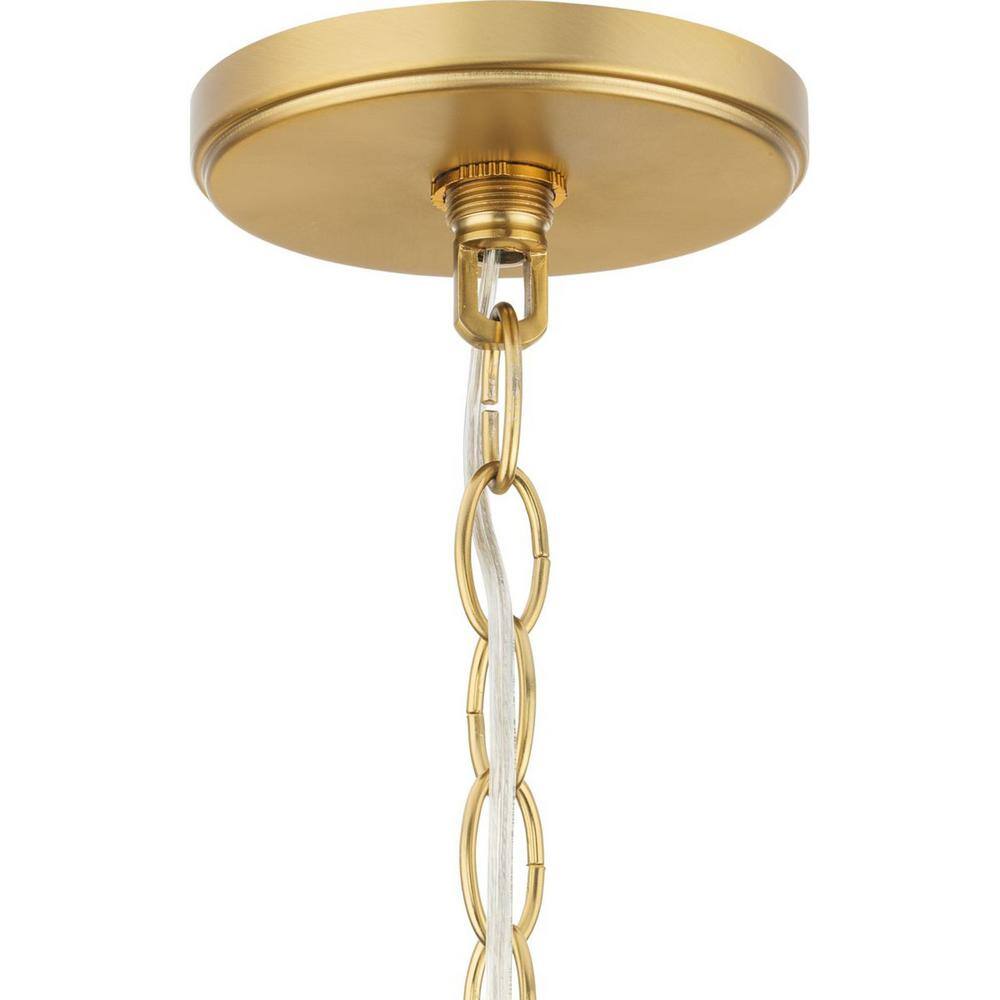 Progress Lighting Tamassee Collection 4-Light Brushed Gold Updated Traditional Chandelier with Clear Glass Shades for Dining Room