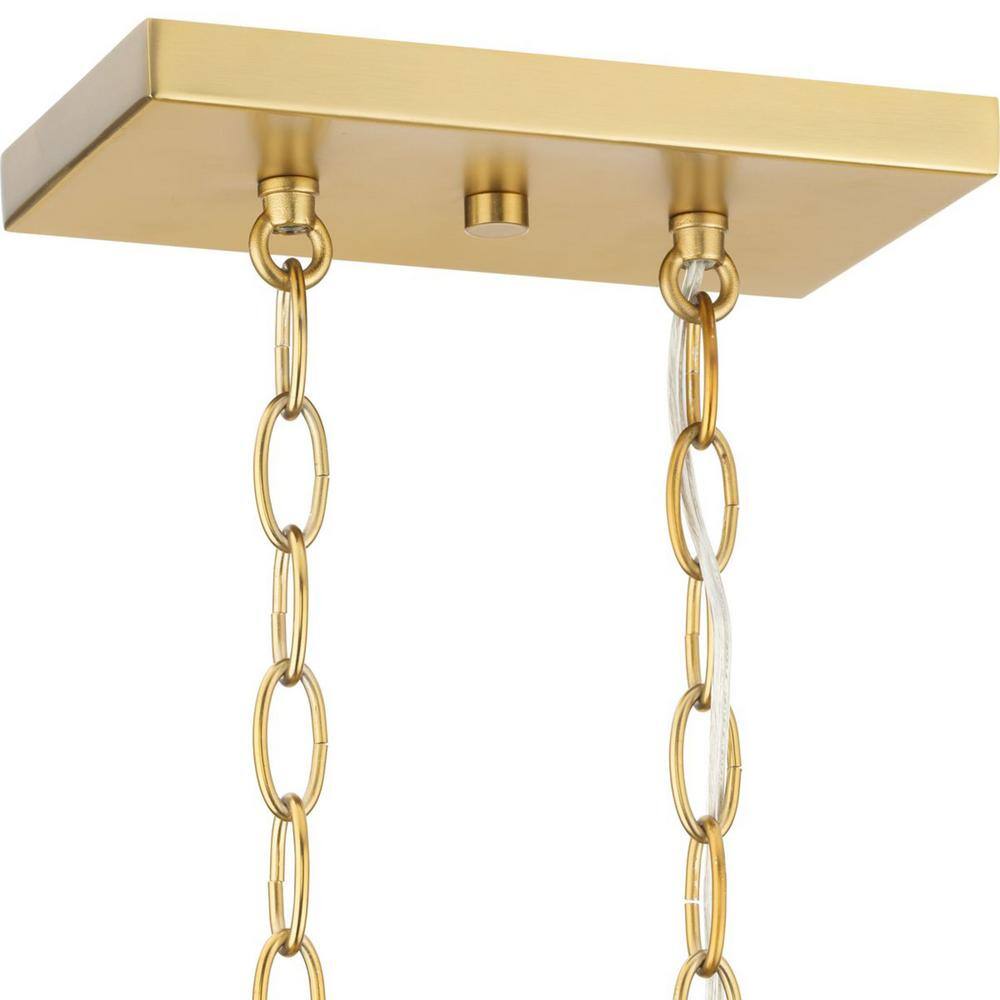 Progress Lighting Tamassee Collection 6-Light Brushed Gold Updated Traditional Linear Chandelier with Clear Glass Shades for Dining Room