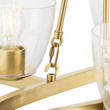 Progress Lighting Tamassee Collection 6-Light Brushed Gold Updated Traditional Linear Chandelier with Clear Glass Shades for Dining Room