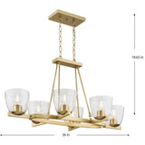 Progress Lighting Tamassee Collection 6-Light Brushed Gold Updated Traditional Linear Chandelier with Clear Glass Shades for Dining Room