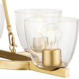 Progress Lighting Tamassee Collection 6-Light Brushed Gold Updated Traditional Linear Chandelier with Clear Glass Shades for Dining Room