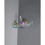 Delta Extensions 8 in. Glass Corner Shelf with Rail in Brushed Nickel