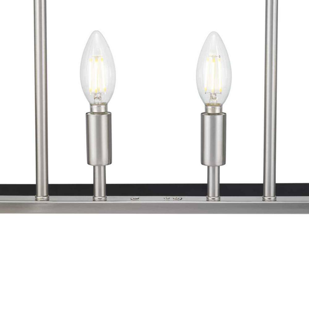 Progress Lighting Abner Mill 6-Light Brushed Nickel Chandelier with Matte Black Accents