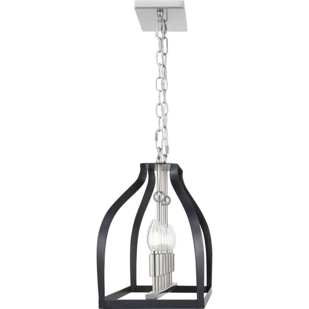 Progress Lighting Abner Mill 6-Light Brushed Nickel Chandelier with Matte Black Accents