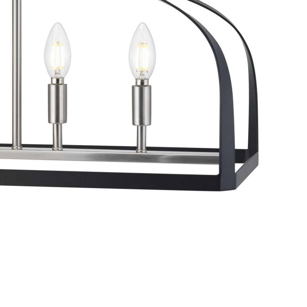 Progress Lighting Abner Mill 6-Light Brushed Nickel Chandelier with Matte Black Accents