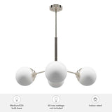 Hunter Hepburn 4-Light Brushed Nickel Branch Chandelier with Cased White Glass Shades