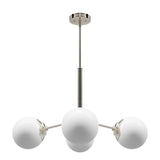Hunter Hepburn 4-Light Brushed Nickel Branch Chandelier with Cased White Glass Shades