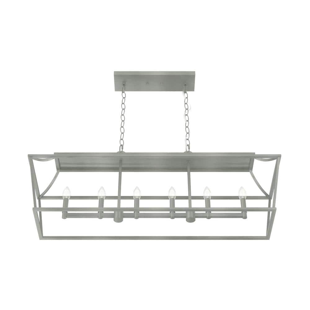 Hunter Laurel Ridge 6 Light Brushed Nickel Linear Chandelier Kitchen Light