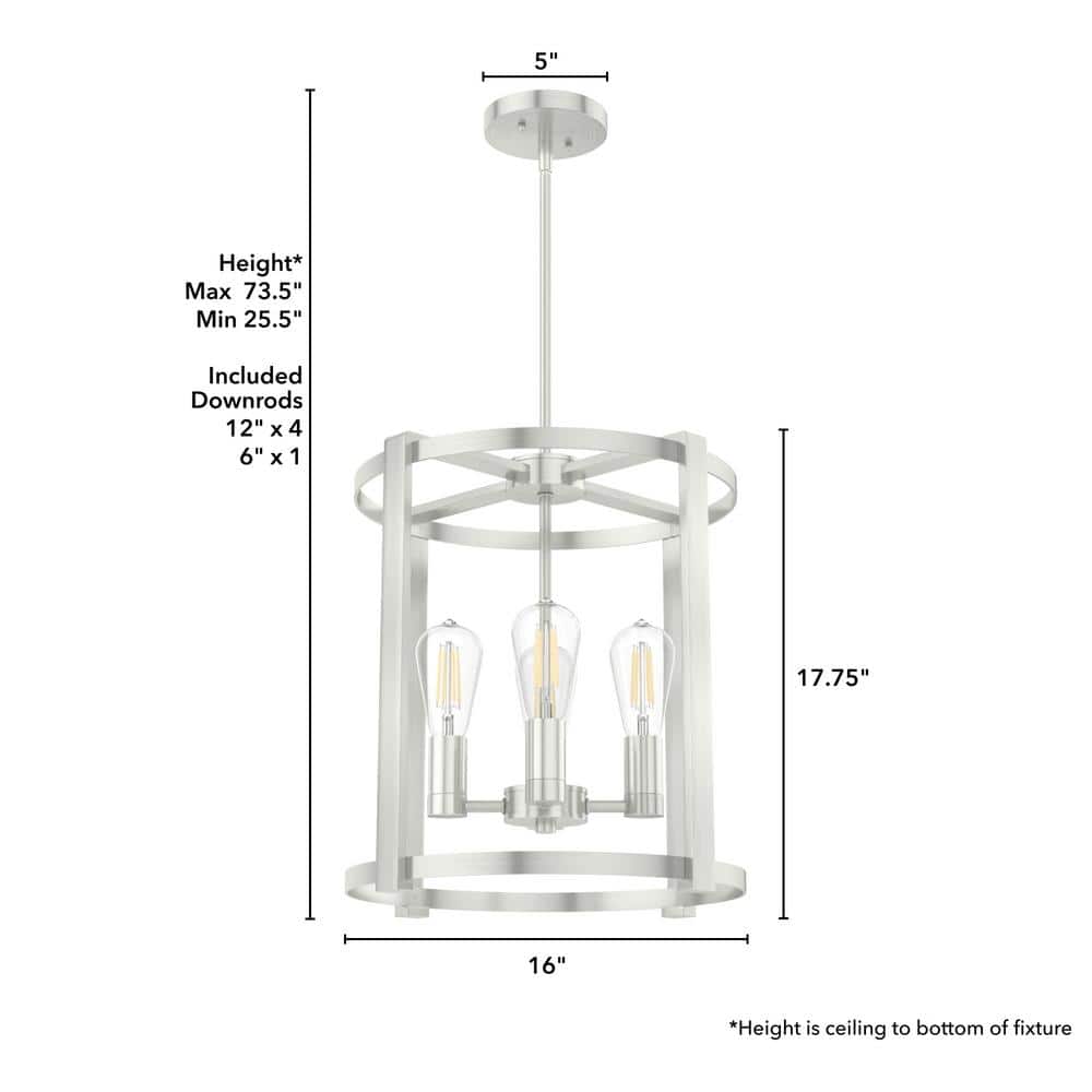 Hunter Astwood 4 Light Brushed Nickel Branch Chandelier Dining Room Light