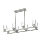 Hunter Hartland 8 Light Brushed Nickel Linear Chandelier with Seeded Glass Shades Dining Room Light