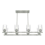 Hunter Hartland 8 Light Brushed Nickel Linear Chandelier with Seeded Glass Shades Dining Room Light