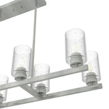 Hunter Hartland 8 Light Brushed Nickel Linear Chandelier with Seeded Glass Shades Dining Room Light
