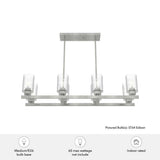 Hunter Hartland 8 Light Brushed Nickel Linear Chandelier with Seeded Glass Shades Dining Room Light